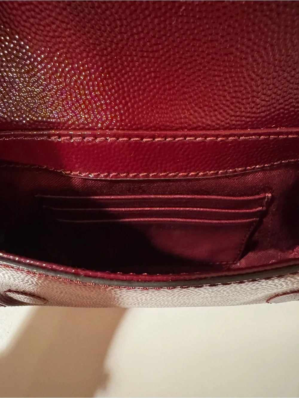 Tory Burch Britten Crossbody Burgundy Leather Gold Hardware